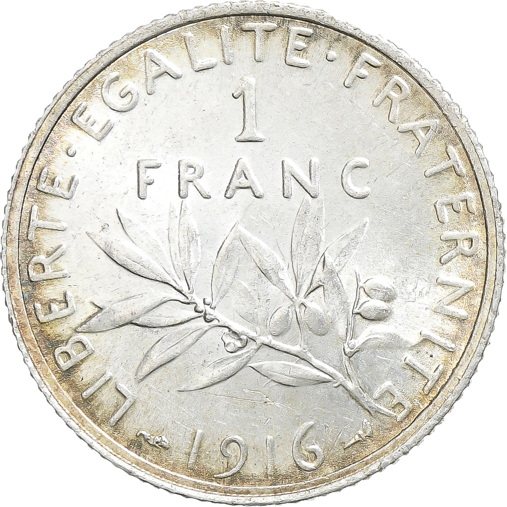 France, Franc, Semeuse, 1916, Paris, Silver, MS(60-62), Gadoury:467, KM:844.1