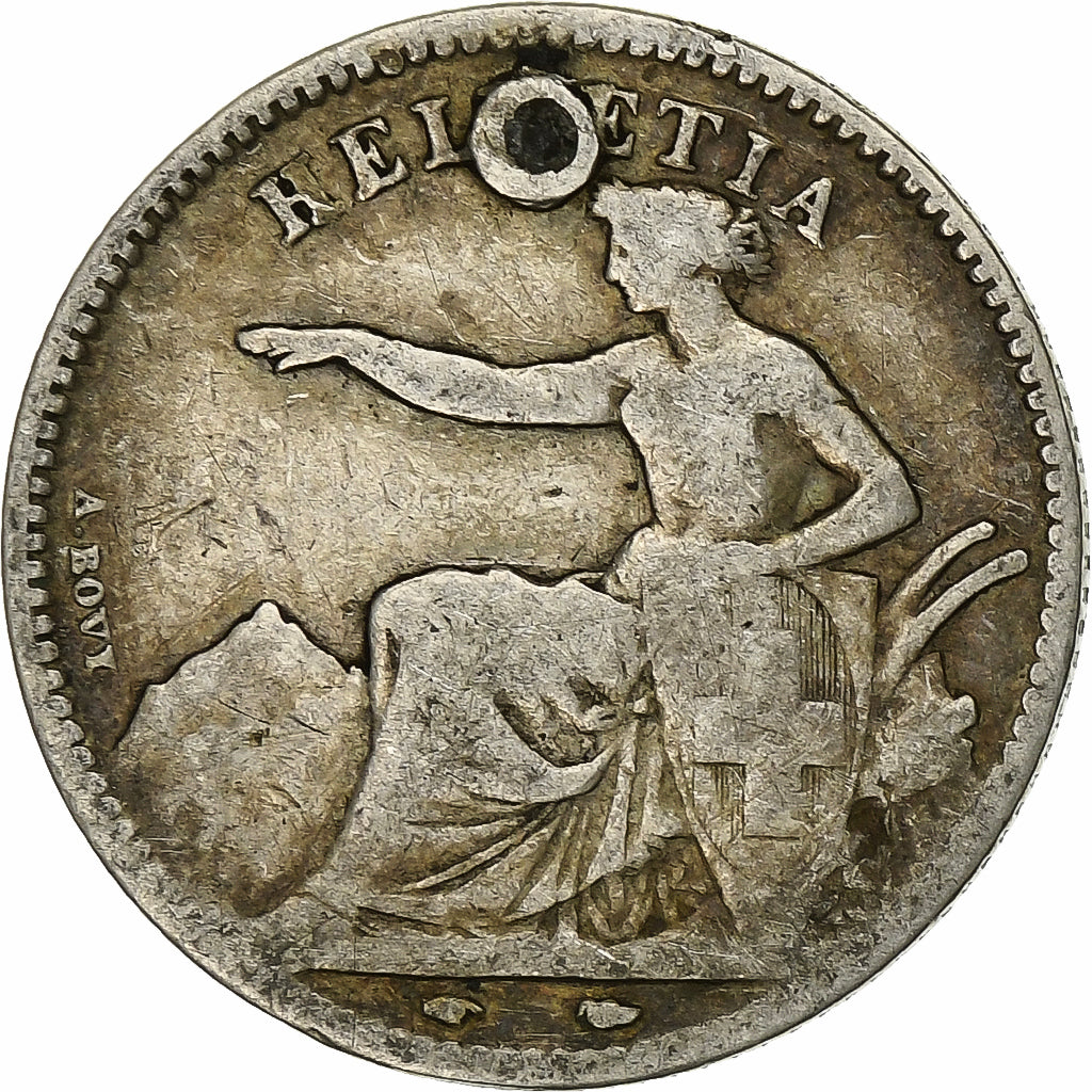 Svizzera, Franc, 1851, Bern, Argento, MB, KM:9