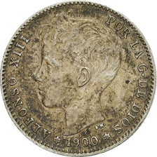 Spain, Alfonso XIII, Peseta, 1900, Valencia, Silver, EF(40-45), KM:706