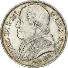 Coin, ITALIAN STATES, PAPAL STATES, Pius IX, 2 Lire, 1867, Rome, AU(50-53)