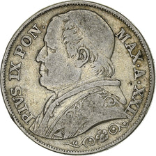 ITALIAN STATES, PAPAL STATES, Pius IX, 2 Lire, 1867, Rome, Silver, VF(30-35)