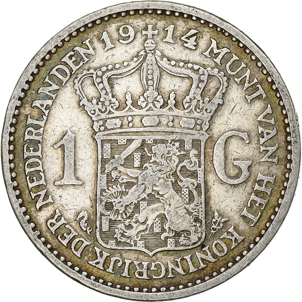 Coin, Netherlands, Wilhelmina I, Gulden, 1914, EF(40-45), Silver, KM:148