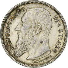 Belgium, Leopold II, 2 Francs, 1909, Brussels, Silver, VF(30-35)
