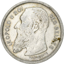 Belgium, Leopold II, 2 Francs, 2 Frank, 1909, Silver, EF(40-45), KM:58.1