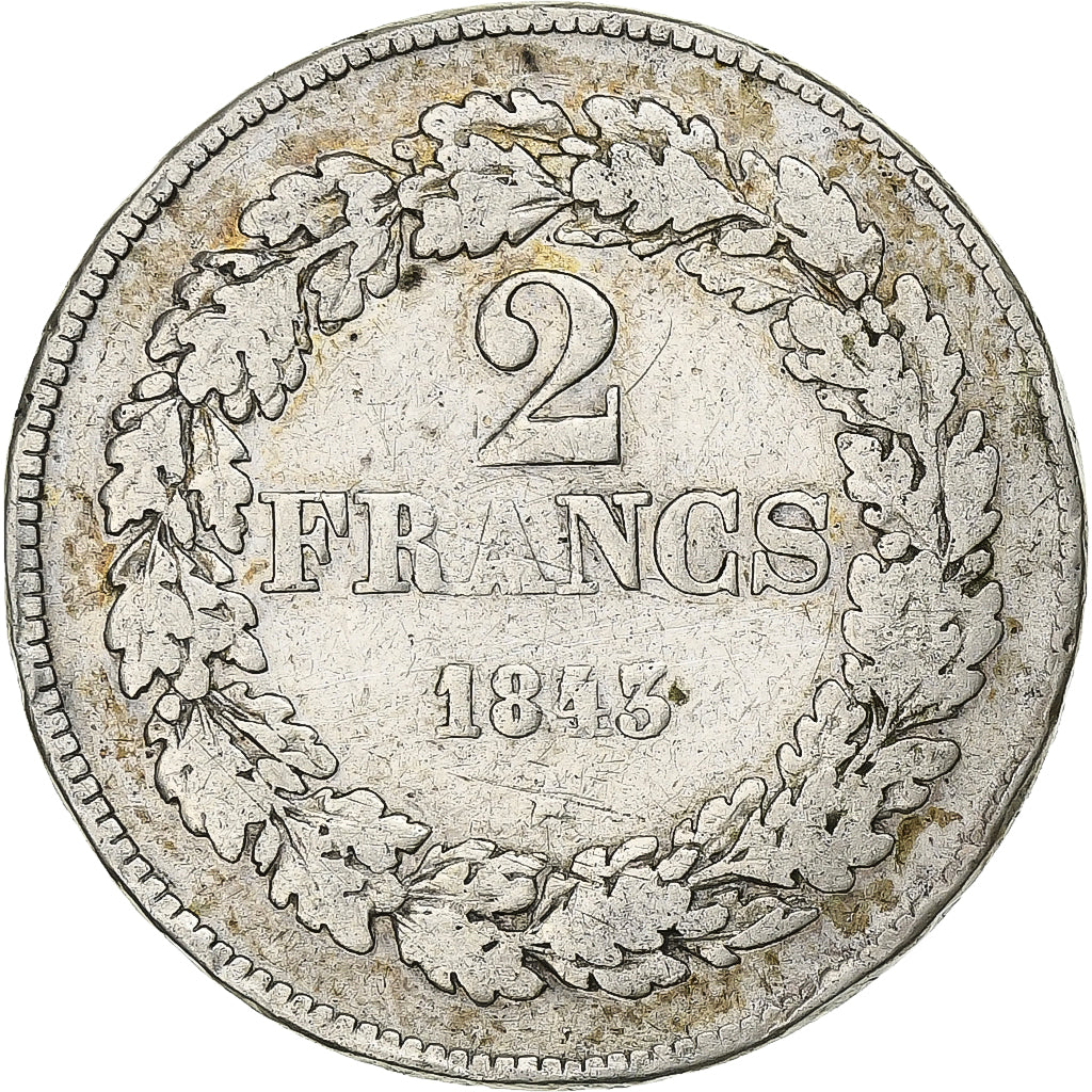 Coin, Belgium, Leopold I, 2 Francs, 2 Frank, 1843, VF(20-25), Silver, KM:9.2