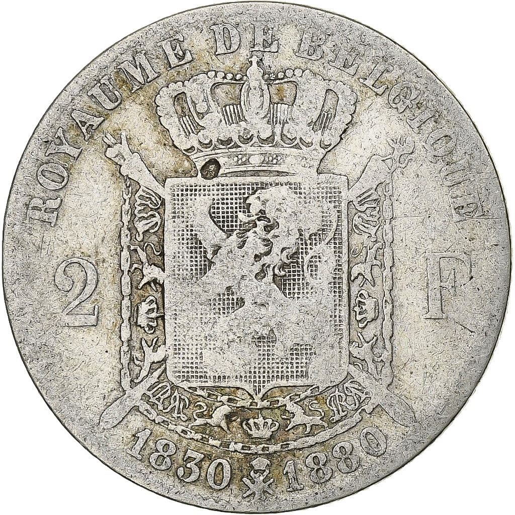 Münze, Belgien, Leopold II, 2 Francs, 2 Frank, 1880, SGE+, Silber, KM:39
