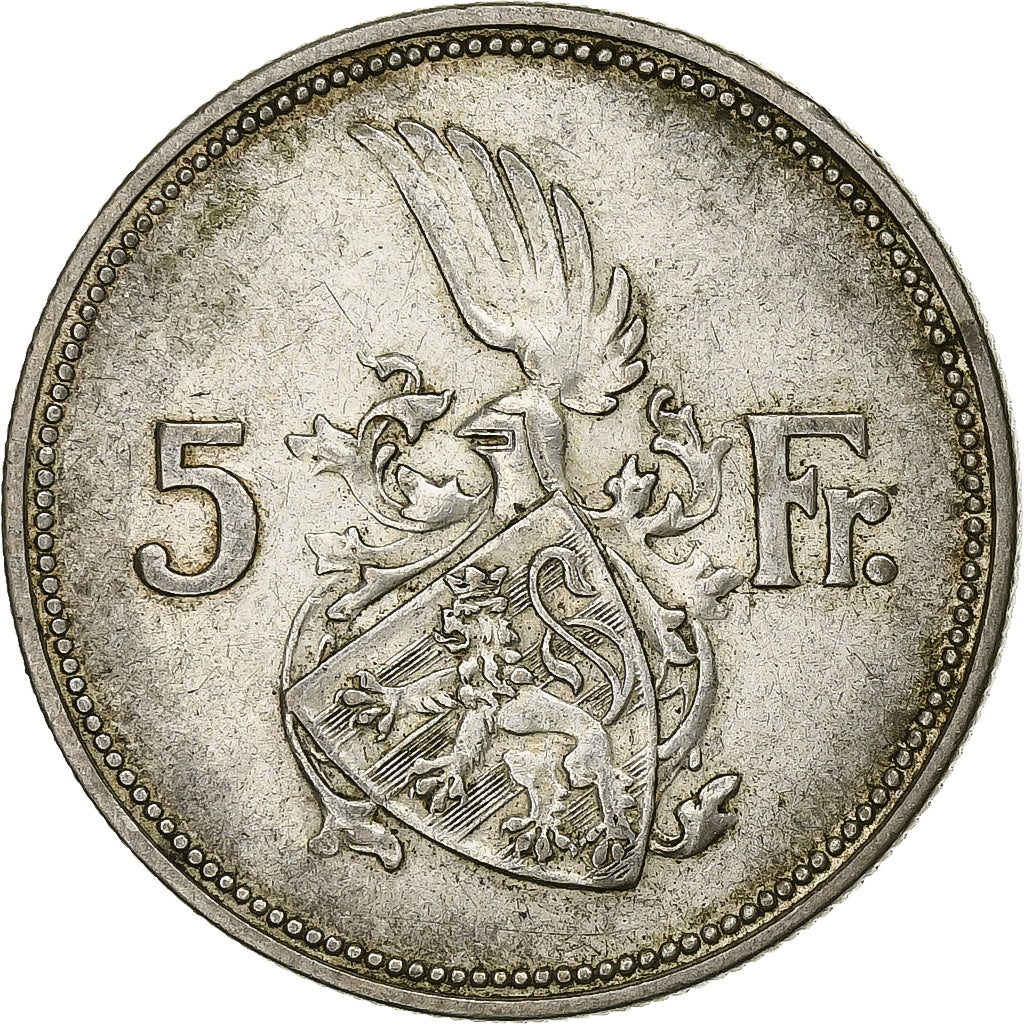 Luxembourg, Charlotte, 5 Francs 1929, KM 38