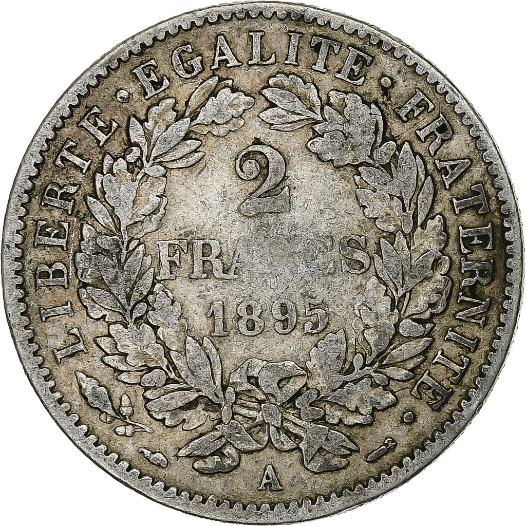 Munten, Frankrijk, Cérès, 2 Francs, 1895, Paris, FR+, Zilver, KM:817.1