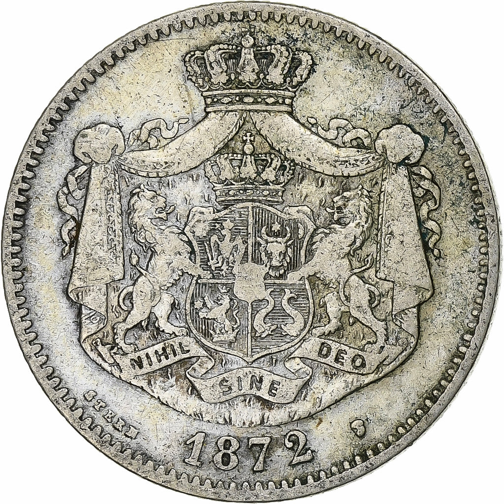 Romania, Carol I, 2 Lei, 1972, Silver, VF(30-35), KM:8