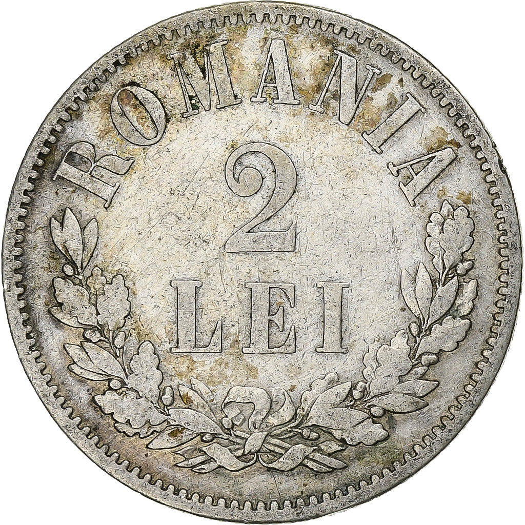 Romania, Carol I, 2 Lei, 1972, Silver, VF(30-35), KM:8