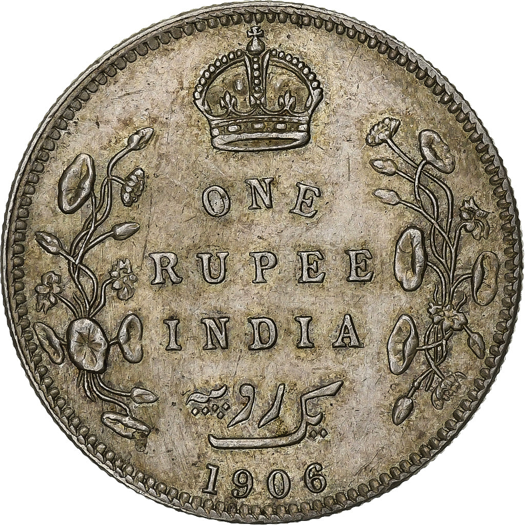 Coin, INDIA-BRITISH, Edward VII, Rupee, 1906, EF(40-45), Silver, KM:508