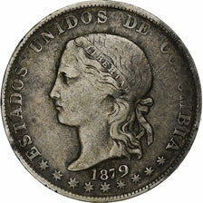 Colombia, 50 Centavos, 1879, Medellin, Silver, EF(40-45), KM:161.1