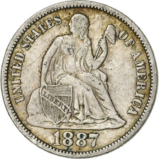 United States, Seated Liberty Dime, 1887, San Francisco, EF, KM:A92