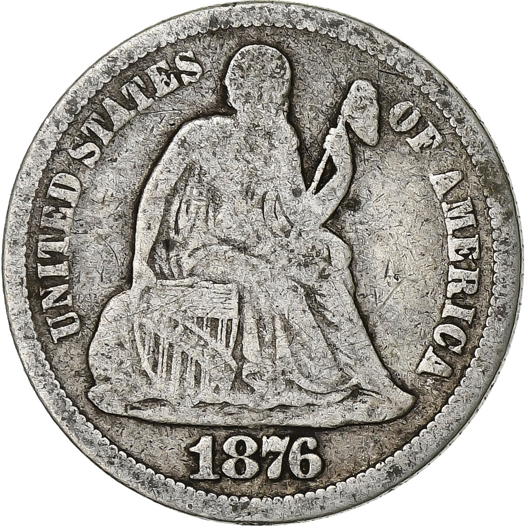 United States, Dime, 1876, Philadelphia, Silver, VF(20-25)