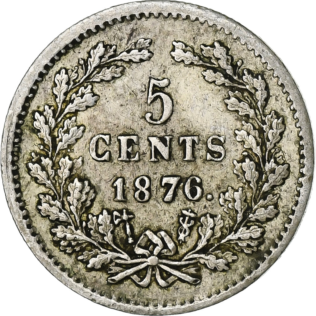 Coin, Netherlands, William III, 5 Cents, 1876, AU(50-53), Silver, KM:91