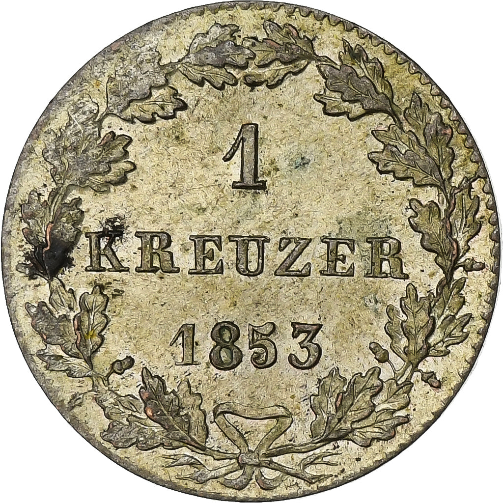 Moneta, Landy niemieckie, FRANKFURT AM MAIN, Kreuzer, 1853, AU(55-58), Srebro
