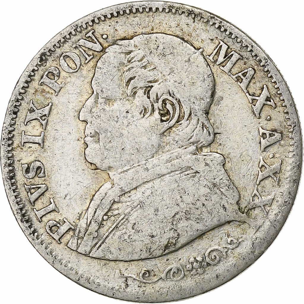 ITALIAN STATES, PAPAL STATES, Pius IX, 10 Soldi, 50 Centesimi, 1867, Rome