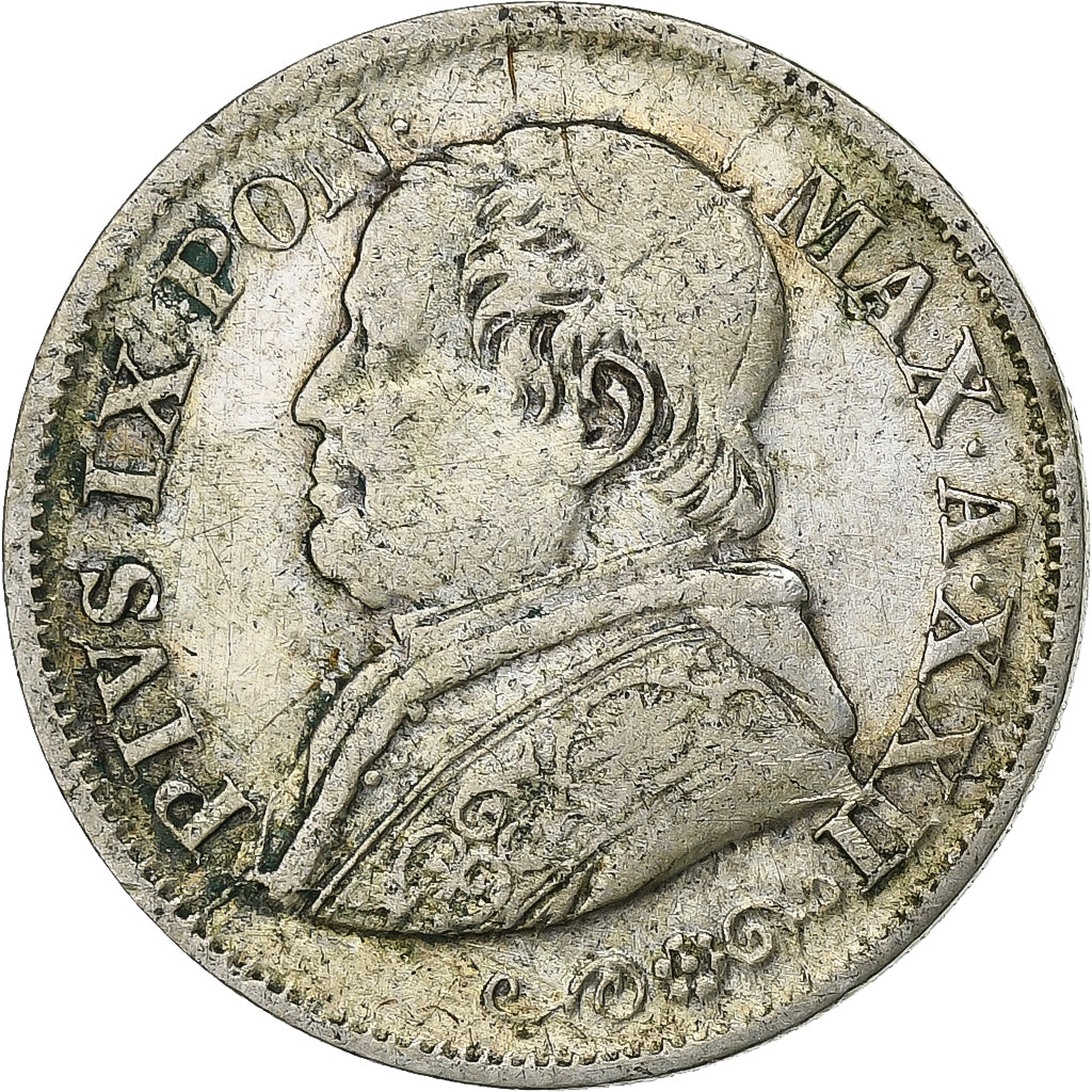États pontificaux, Pius IX, 10 Soldi, 1868, Rome, Zilver, ZF, KM:1386.1