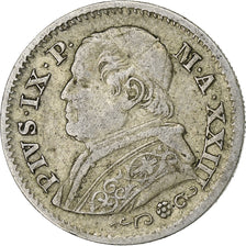 STATI ITALIANI, PAPAL STATES, Pius IX, 10 Soldi, 50 Centesimi, 1868, Rome, MB...