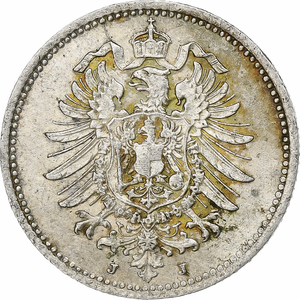 GERMANY - EMPIRE, Wilhelm I, 20 Pfennig, 1875, Hamburg, Silver, AU(50-53), KM:5