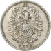 GERMANY - EMPIRE, Wilhelm I, 20 Pfennig, 1875, Hamburg, Silver, AU(50-53), KM:5