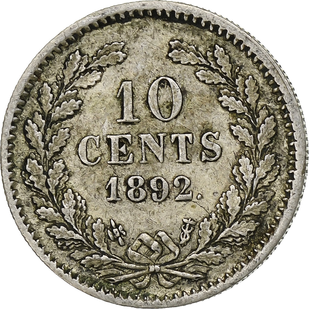Nederland, Wilhelmina I, 10 Cents, 1892, Zilver, ZF+, KM:116