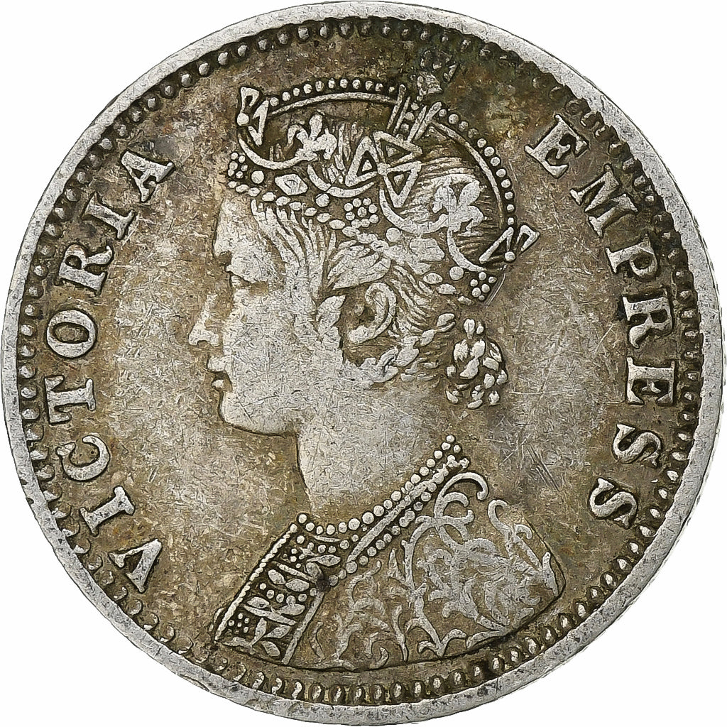 British India, Victoria, 1/4 Rupee, 1892, Silver, EF(40-45), KM:490