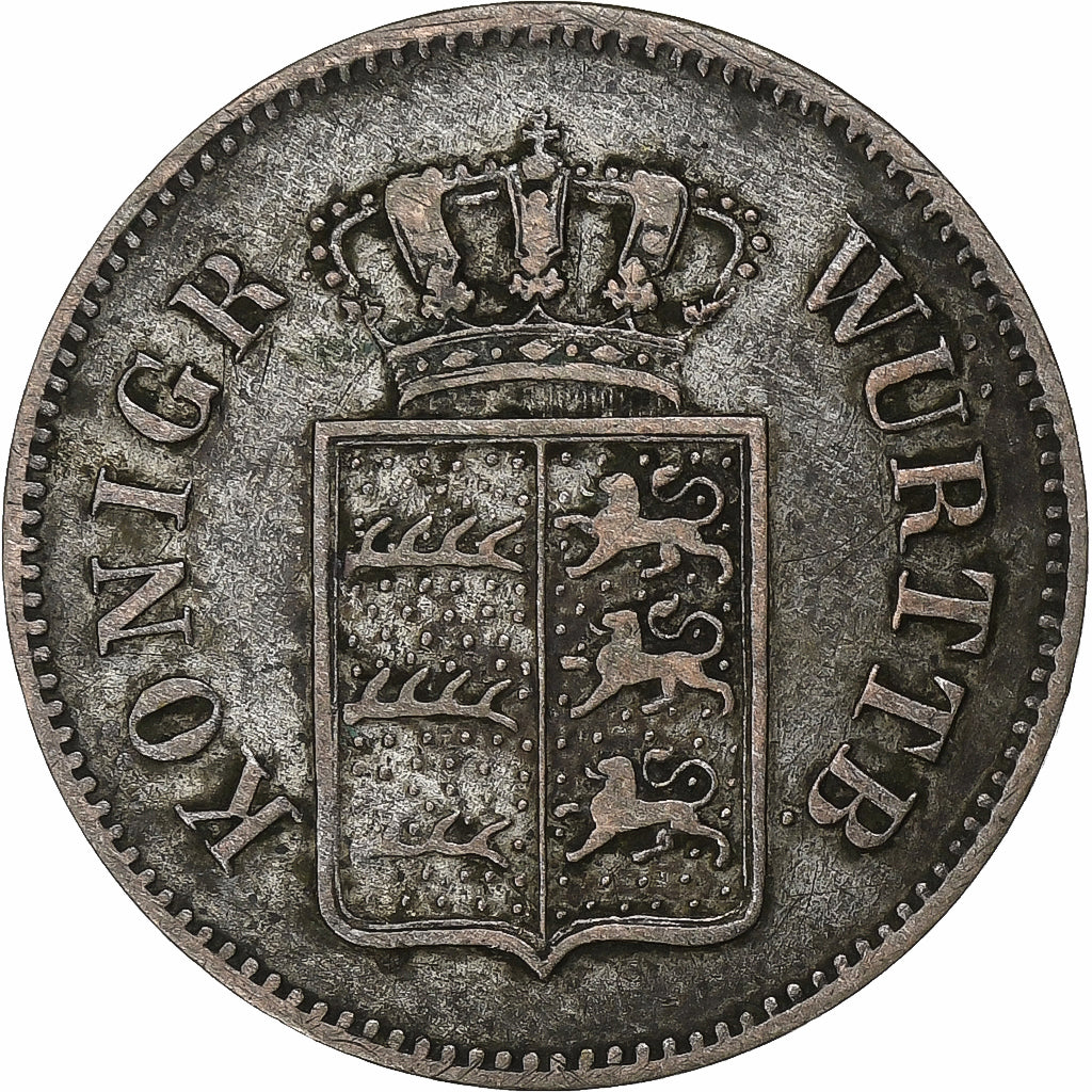 Coin, German States, WURTTEMBERG, Wilhelm I, 6 Kreuzer, 1844, EF(40-45), Silver