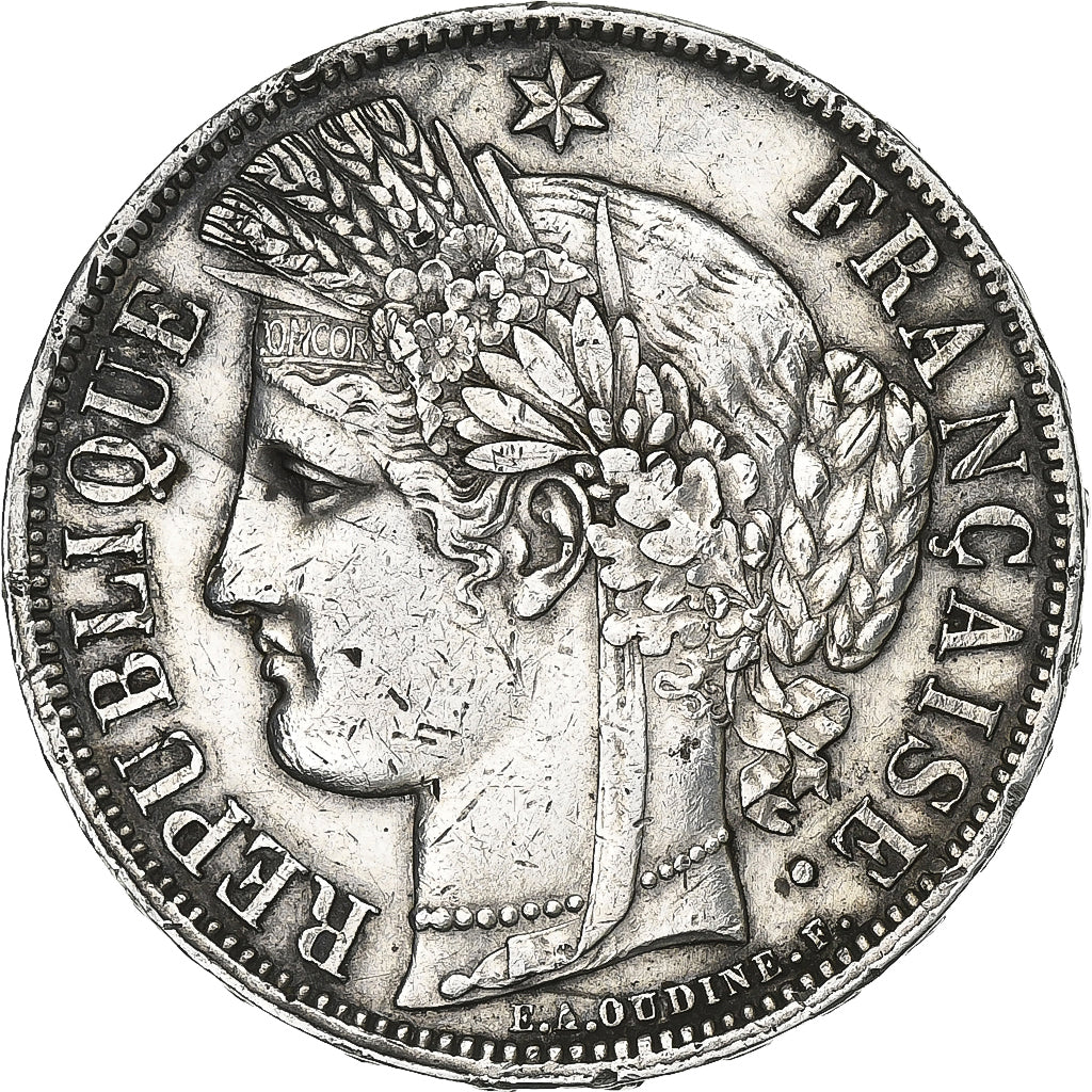 France, Cérès, 5 Francs, 1870, Paris, VF(30-35), Silver, KM:819, Gadoury:743