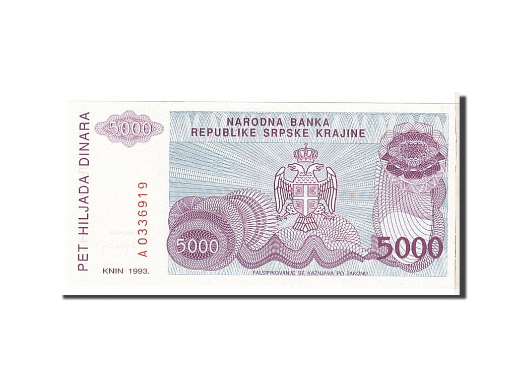 Banconote, Croazia, 5000 Dinara, 1993, SPL