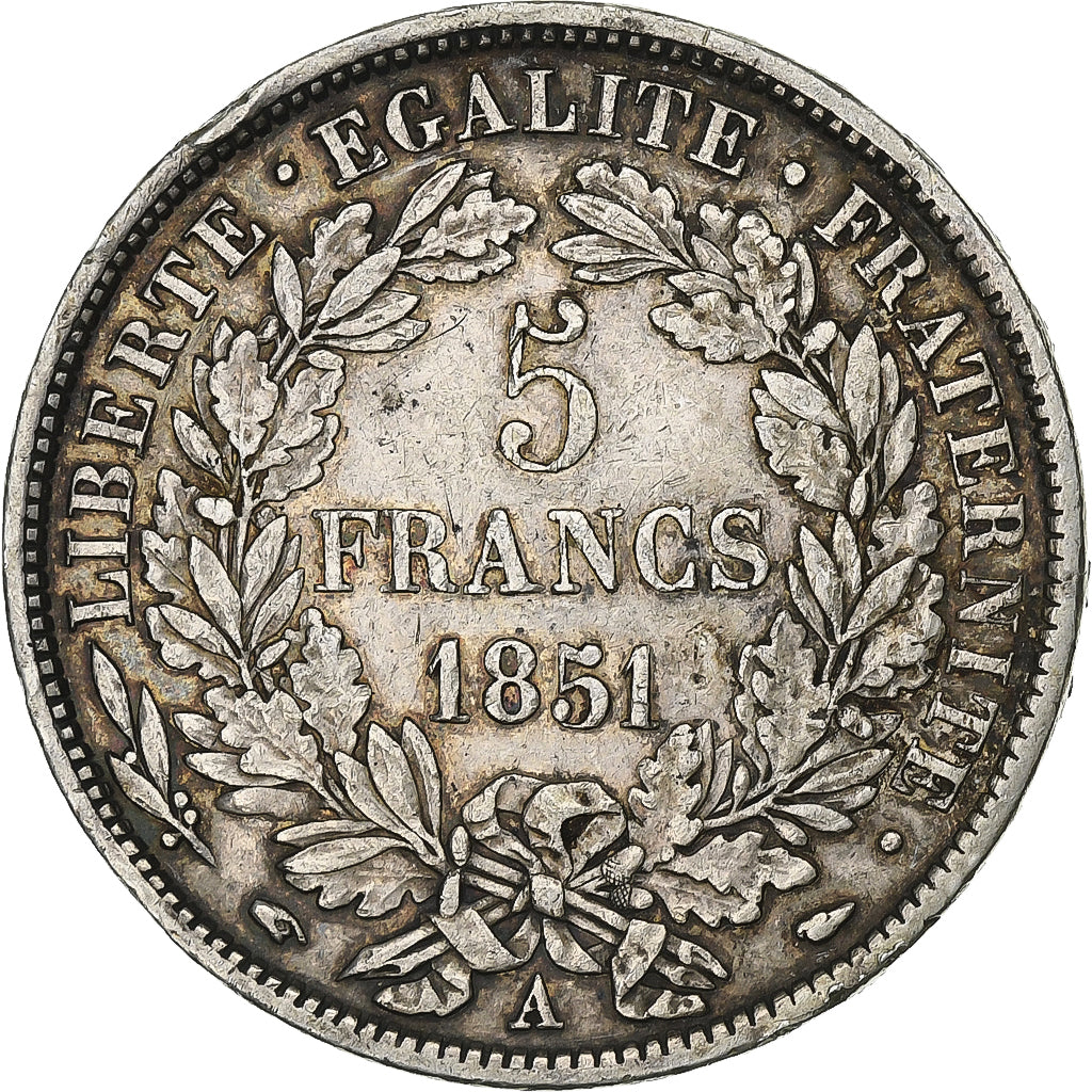 Moneta, Francia, Cérès, 5 Francs, 1851, Paris, MB+, Argento, Gadoury:719