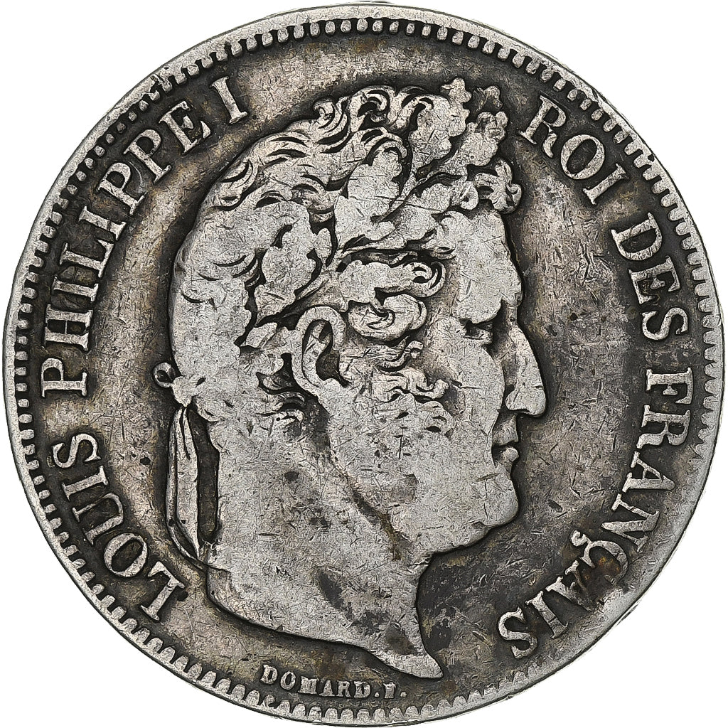 Moneda, Francia, Louis-Philippe, 5 Francs, 1836, Lyon, BC+, Plata, KM:749.4