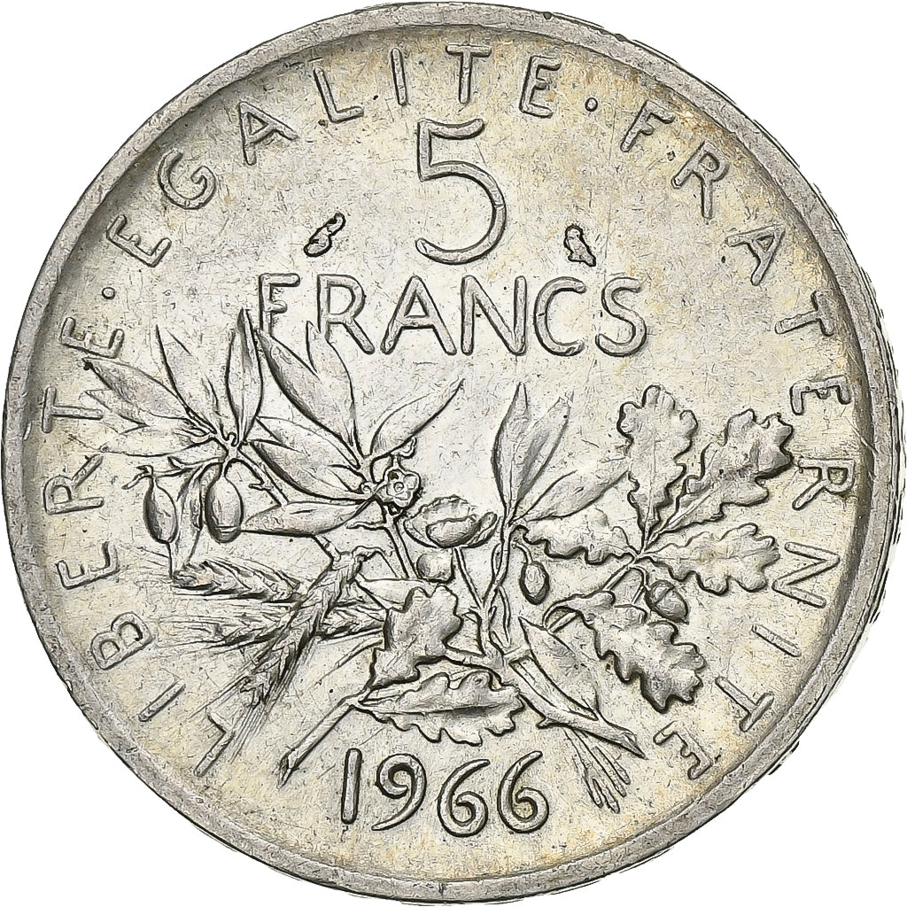 France, Semeuse, 5 Francs, 1966, Paris, AU(50-53), Silver, KM:926, Gadoury:770