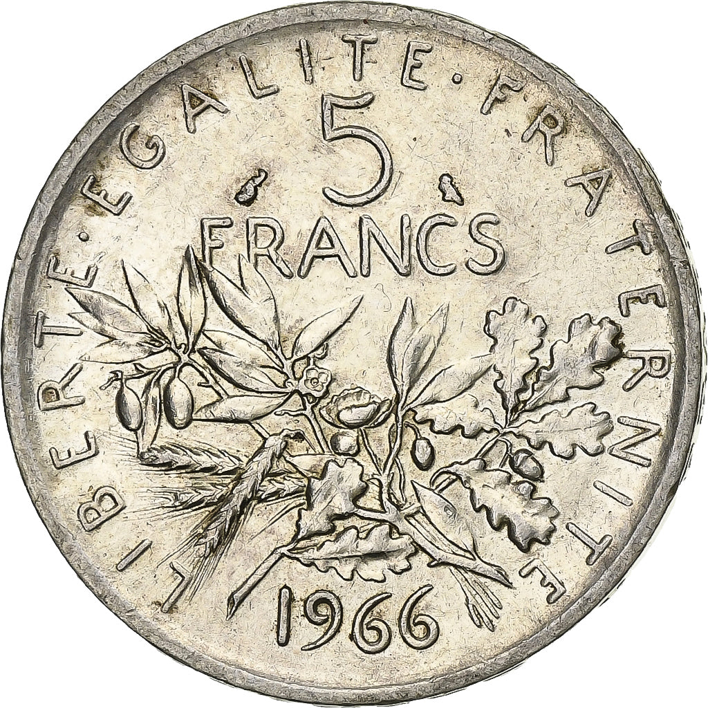 France, Semeuse, 5 Francs, 1966, Paris, AU(50-53), Silver, KM:926, Gadoury:770