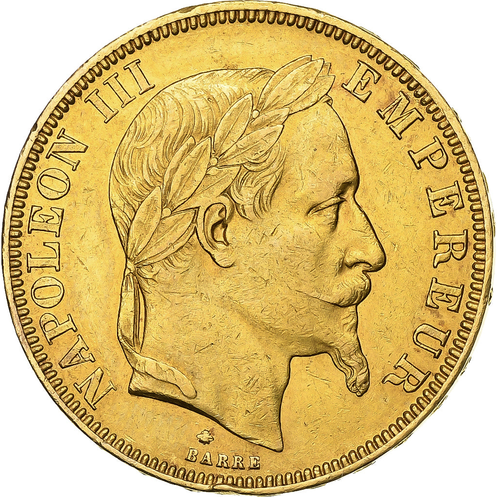 France, Napoleon III, 50 Francs, 1867, Paris,EF(40-45),Gold,KM 804.1,Gadoury1112