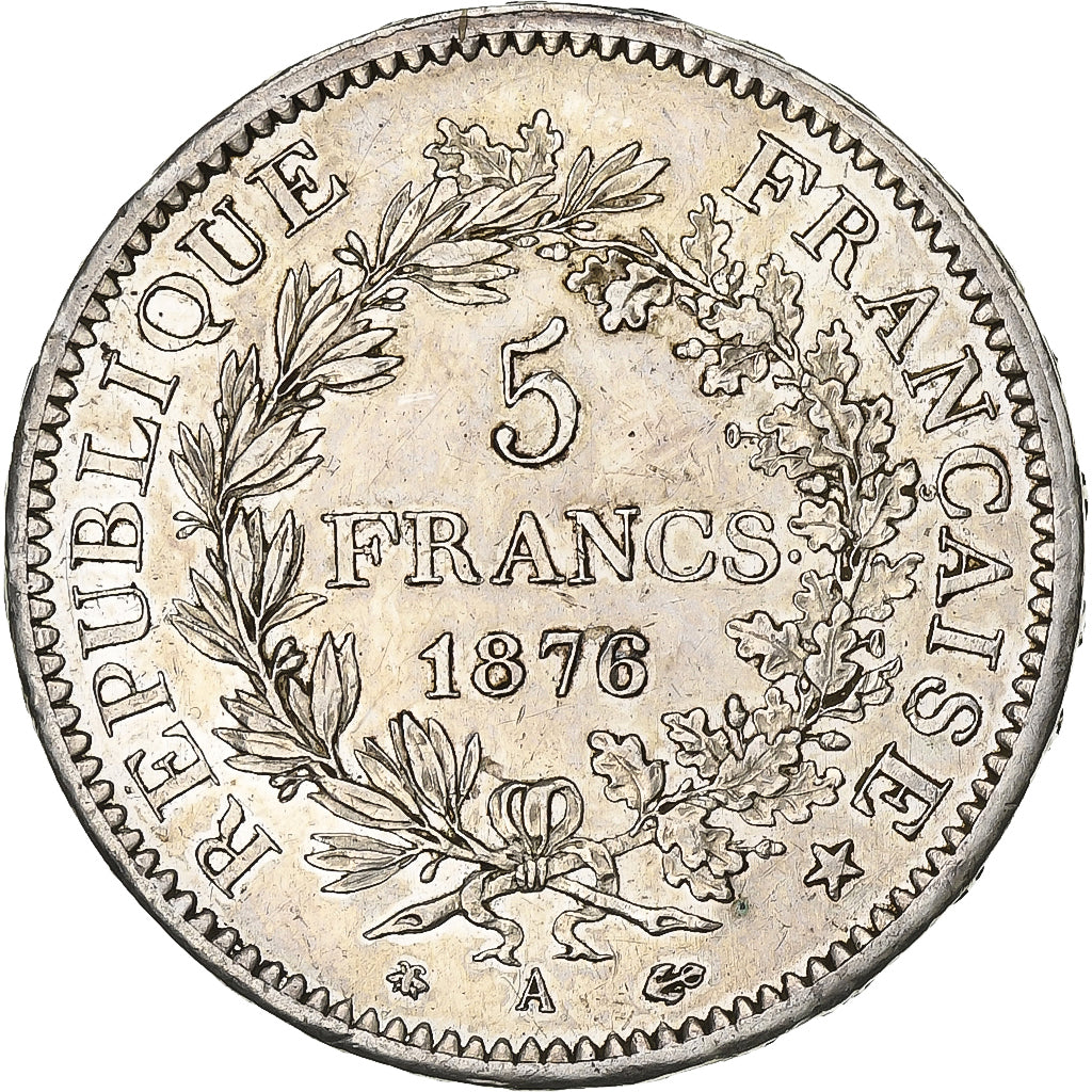 Coin, France, Hercule, 5 Francs, 1876, Paris, AU(50-53), Silver, KM:820.1