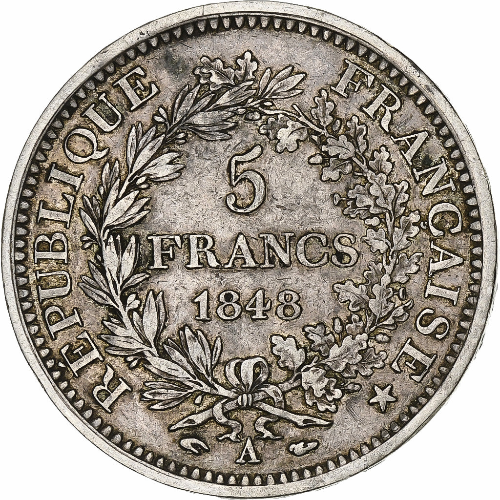 France, Hercule, 5 Francs, 1848, Paris, EF(40-45), Silver, KM:756.1, Gadoury:683