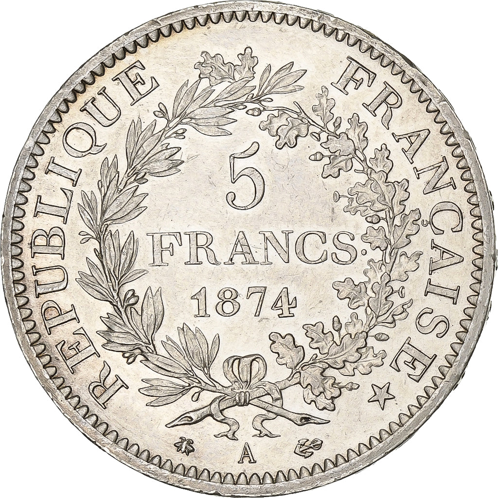 Coin, France, Hercule, 5 Francs, 1874, Paris, AU(50-53), Silver, KM:820.1