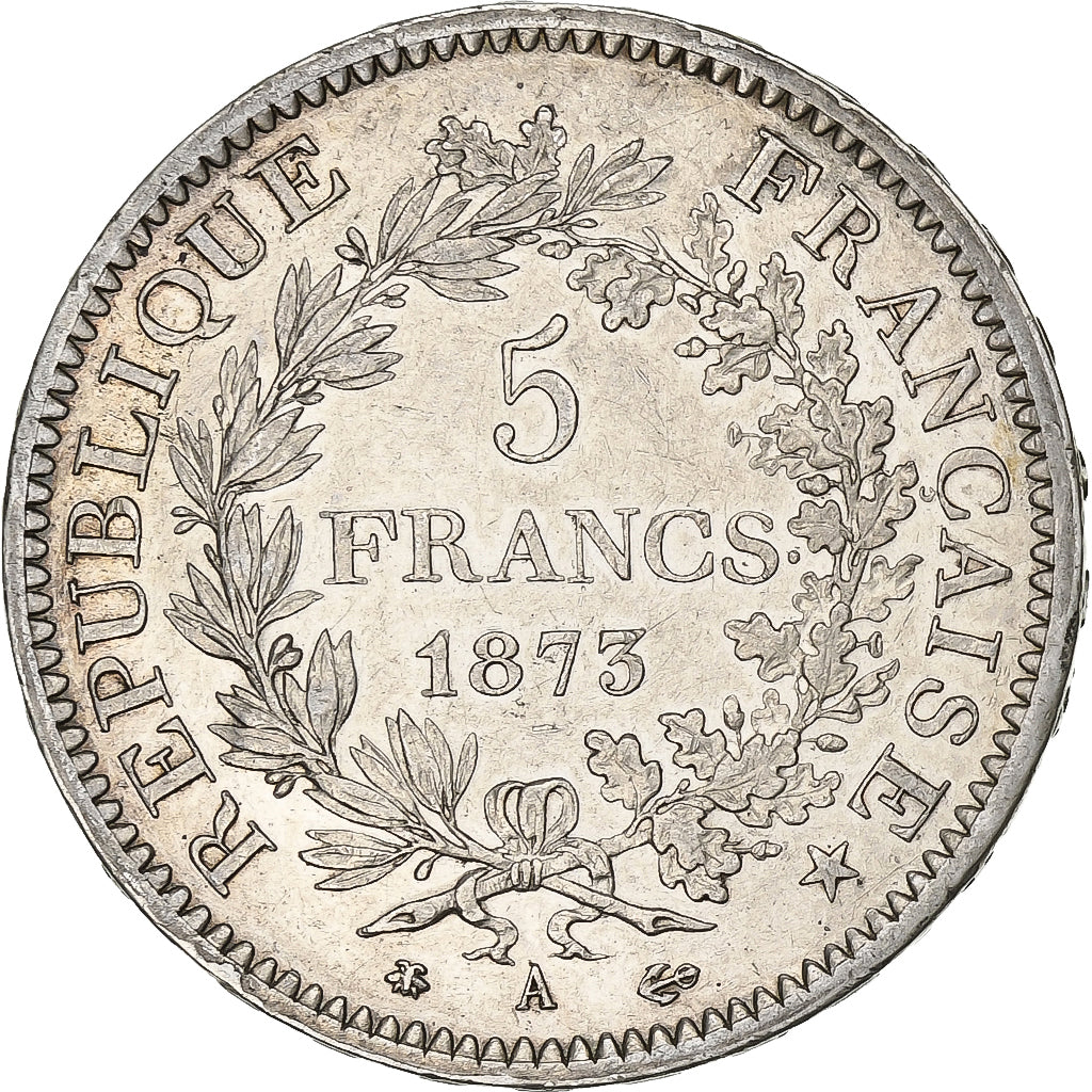 Moneda, Francia, Hercule, 5 Francs, 1873, Paris, MBC+, Plata, KM:820.1