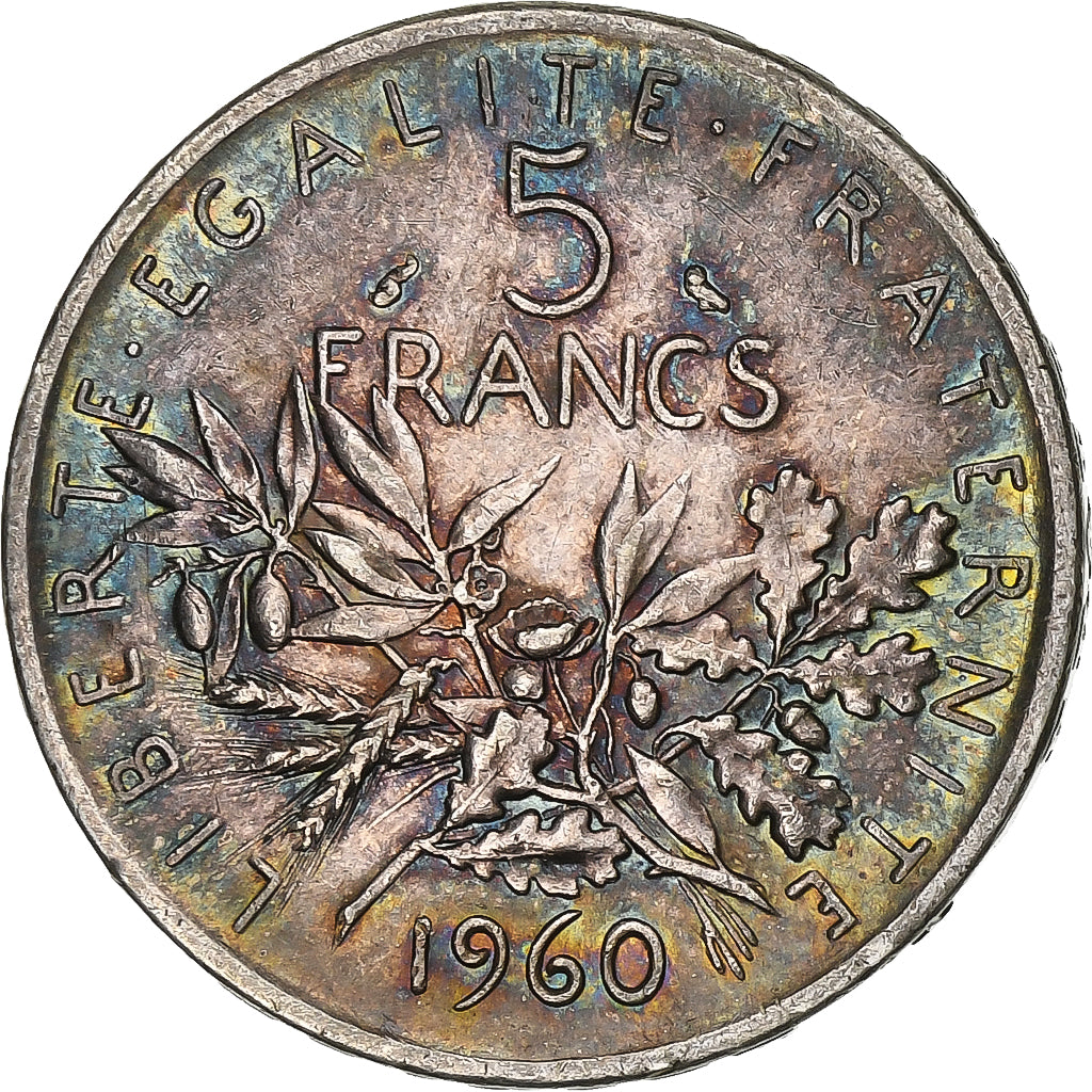 Coin, France, Semeuse, 5 Francs, 1960, AU(55-58), Silver, KM:926, Gadoury:770