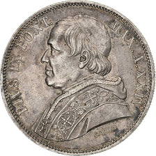 ITALIAN STATES, 5 Lire, 1870, Roma, KM #1385, AU(50-53), Silver, 24.86