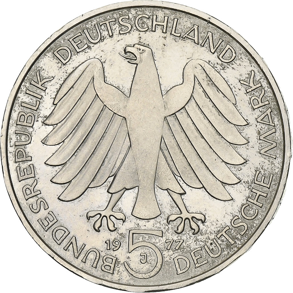GERMANY - FEDERAL REPUBLIC, 5 Mark, 1977, Hamburg, AU(55-58), KM:145