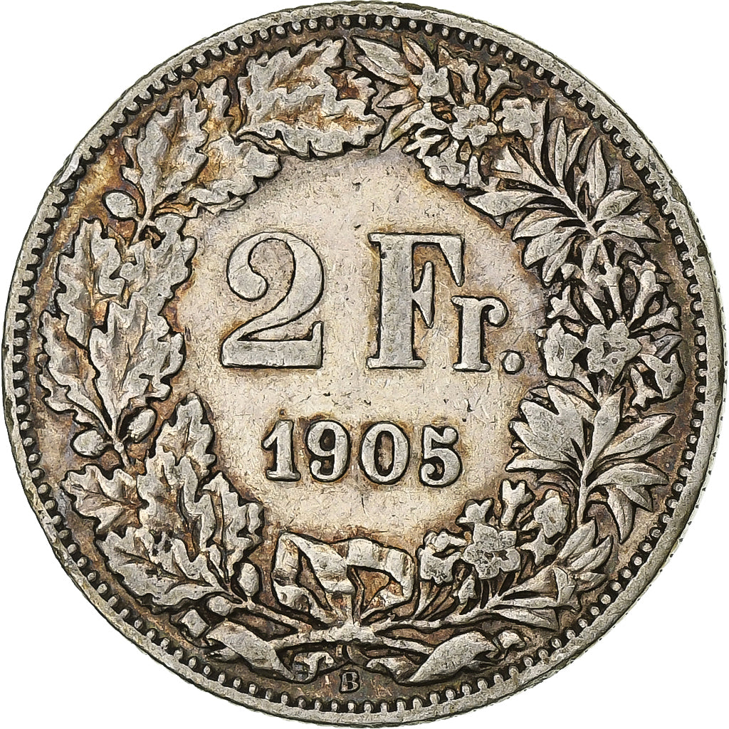 Svizzera, 2 Francs, 1905, Bern, MB+, Argento, KM:21