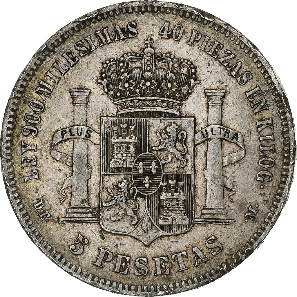 Moneta, Spagna, Alfonso XII, 5 Pesetas, 1876, Madrid, BB+, Argento, KM:671
