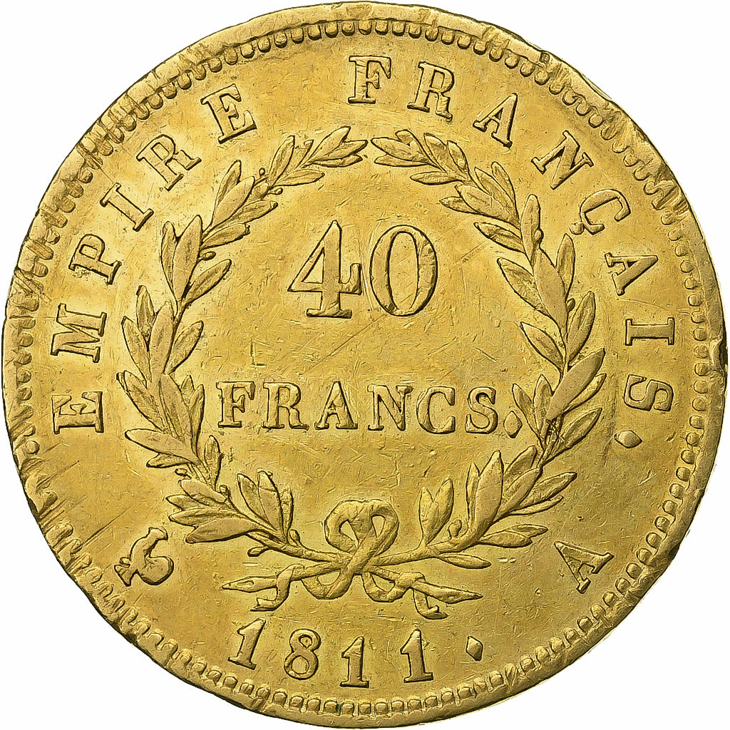 Monnaie, France, Napoléon I, 40 Francs, 1811, Paris, A/Coq, TB, Or