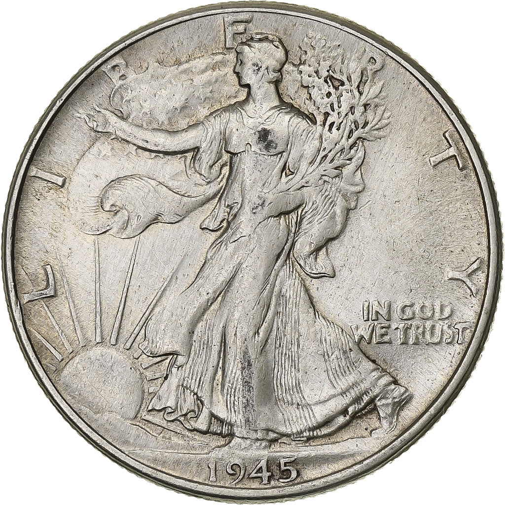 États-Unis, Walking Liberty Half Dollar, 1945, Philadelphie, Argent, TB