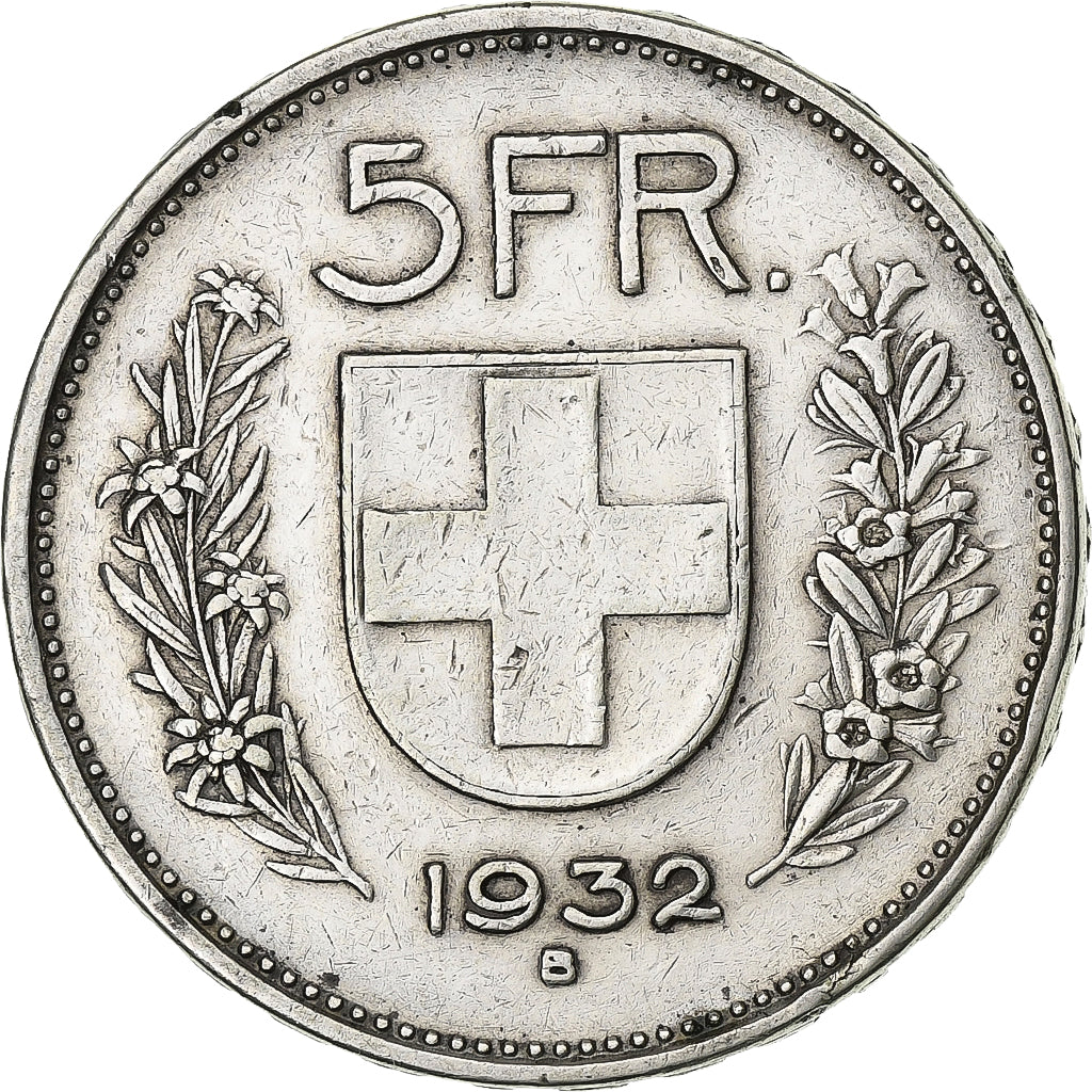 Switzerland, 5 Francs, Herdsman, 1932, Bern, Silver, EF(40-45), KM:40