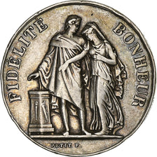França, medalha, Mariage, Fidélité Bonheur, Prata, Petit, AU(50-53)