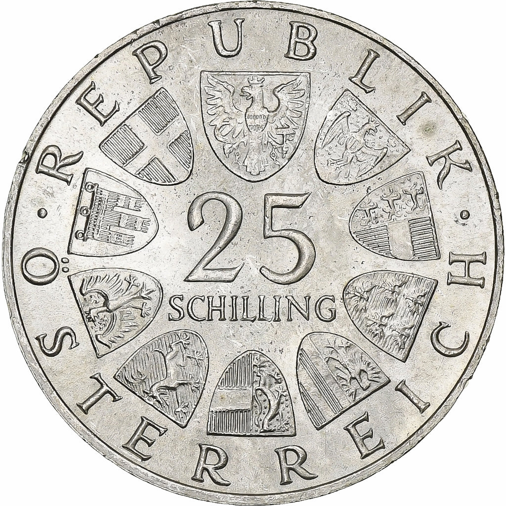 Moeda, Áustria, 25 Schilling, 1964, MS(60-62), Prata, KM:2895.1
