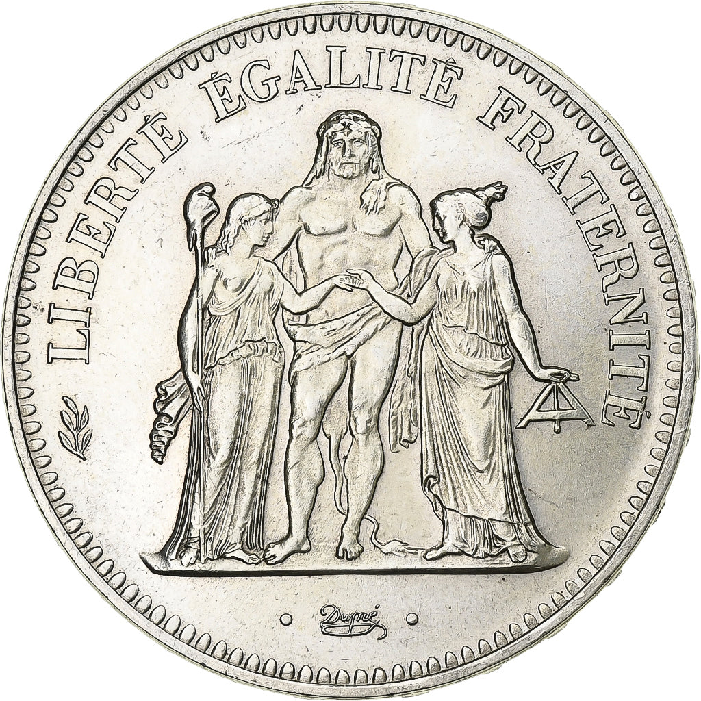 Coin, France, Hercule, 50 Francs, 1974, Avers 20 francs, MS(60-62), Silver